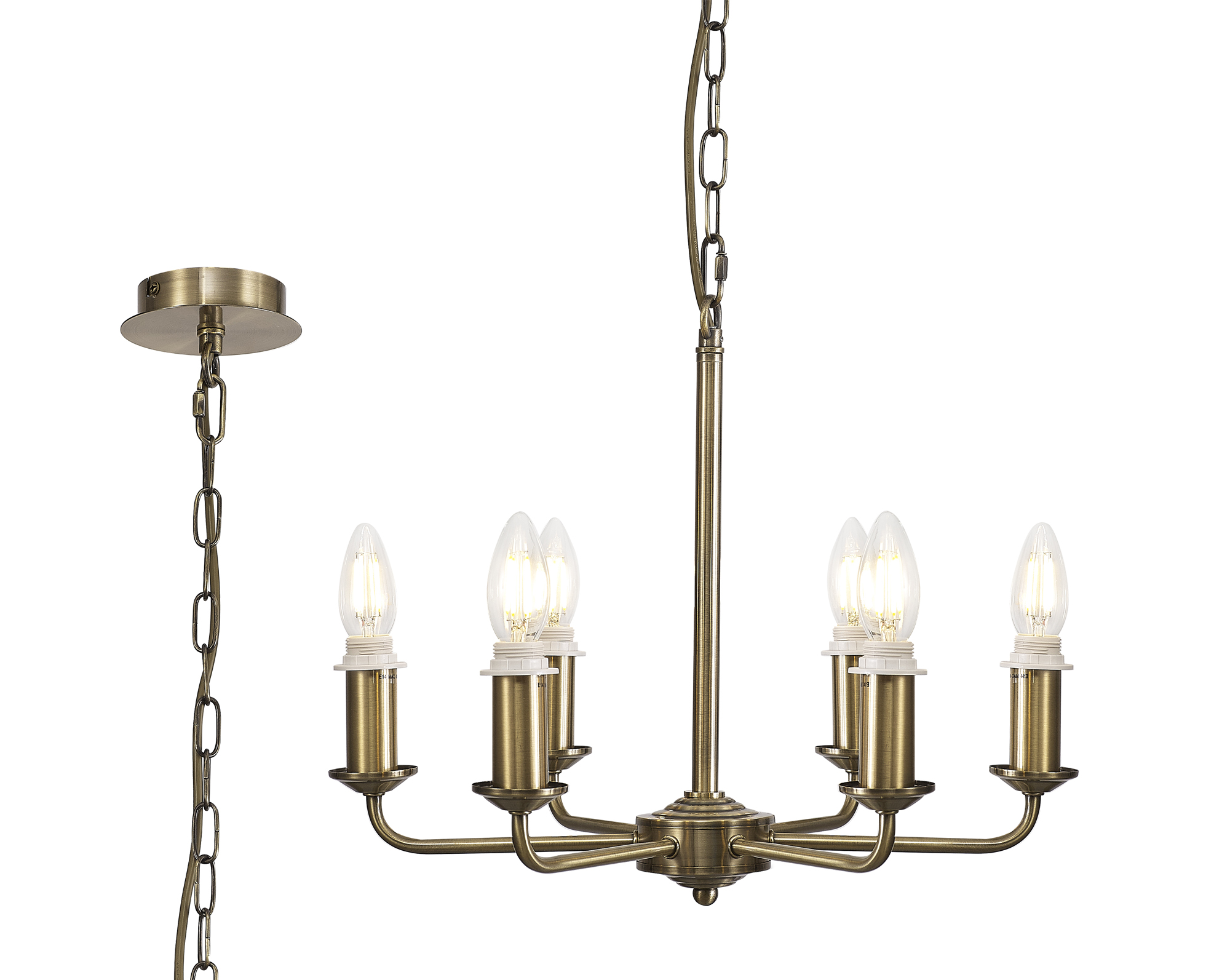 D0671  Banyan Pendant/Semi Flush 6 Light Antique Brass